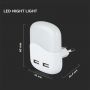 VT-84 0.45W LED NIGHT LIGHT(EU PLUG) WITH USB & SAMSUNG CHIP 3000K-SQUARE