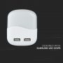 VT-84 0.45W LED NIGHT LIGHT(EU PLUG) WITH USB & SAMSUNG CHIP 3000K-SQUARE