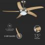 VT-6053-5 60W LED CEILING FAN WITH LIGHT KIT-RF CONTROL-5 BLADES-AC MOTOR