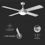 VT-6054-4 60W LED CEILING FAN WITH LIGHT KIT-RF CONTROL-4 BLADES-AC MOTOR