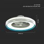 VT-5022 50W Lampa sufitowa LED z wentylatorem / Sterowanie RF / Barwa:3 w 1 / Ring dekoracyjny: Niebieski
