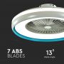 VT-5022 50W Lampa sufitowa LED z wentylatorem / Sterowanie RF / Barwa:3 w 1 / Ring dekoracyjny: Niebieski
