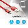 VT-5341 1M MICRO USB BRAIDED CABLE WITH COTTON FABRIC-RED(RUBY SERIES)