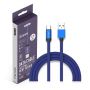 VT-5342 1M TYPE-C USB BRAIDED CABLE WITH COTTON FABRIC-BLUE(RUBY SERIES)