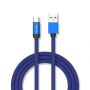 VT-5342 1M TYPE-C USB BRAIDED CABLE WITH COTTON FABRIC-BLUE(RUBY SERIES)