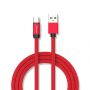 VT-5342 1M TYPE-C USB BRAIDED CABLE WITH COTTON FABRIC-RED(RUBY SERIES)