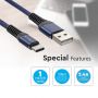 VT-5352 1M TYPE-C USB BRAIDED CABLE-BLUE(GOLD SERIES)