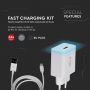 VT-5382 FAST CHARGING SET WITH TRAVEL ADAPTER & TYPE-C USB CABLE-WHITE