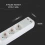 VT-1124-2 3WAYS SOCKET WITH 2USB(3G1.5MM2 X1.5M)-WHITE