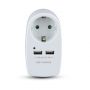 VT-1044 EU TYPE PLUG ADAPTER WITH EARTHING CONTACT & CHARGING INTERFACE-WHITE