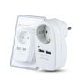 VT-1044 EU TYPE PLUG ADAPTER WITH EARTHING CONTACT & CHARGING INTERFACE-WHITE