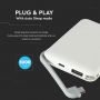 VT-3510 5000mah POWER BANK WITH LED LIGHT DISPLAY & BUILT IN CABLE -WHITE