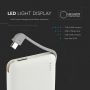 VT-3510 5000mah POWER BANK WITH LED LIGHT DISPLAY & BUILT IN CABLE -WHITE