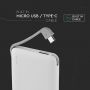 VT-3510 5000mah POWER BANK WITH LED LIGHT DISPLAY & BUILT IN CABLE -WHITE