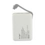 VT-3510 5000mah POWER BANK WITH LED LIGHT DISPLAY & BUILT IN CABLE -WHITE