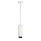 VT-864 GU10 WHITE GYPSUM & METAL PENDANT FITTING WITH GUN BLACK BOTTOM