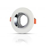 VT-862 GU10 GYPSUM & METAL FITTING (RECESSED) - WHITE WITH CHROME BOTTOM-ROUND