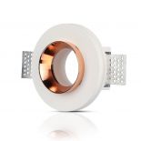 VT-866 GU10 WHITE GYPSUM (RECESSED) WITH MATT ROSE GOLD METAL -ROUND