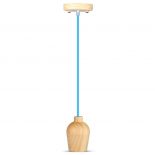 VT-7778 E27 WOODEN PENDANT LIGHT -BLUE WIRE