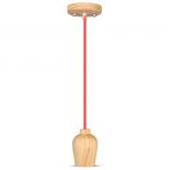 VT-7778 E27 WOODEN PENDANT LIGHT -RED WIRE