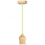 VT-7778 E27 WOODEN PENDANT LIGHT -GREEN WIRE