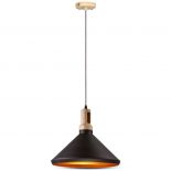 VT-7535 WOODEN TOP IRON PENDANT LIGHT-BLACK-E27