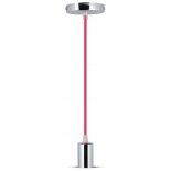 VT-7338 E27 CHROME METAL CUP PENDANT LIGHT-ROSE RED