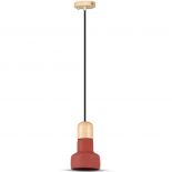 VT-7125 E27 CONCRETE+WOOD PENDANT LIGHT-RED D:125