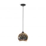 VT-71523D GLASS LAMPSHADE PENDANT - E27 (MATT BLACK METAL CANOPY) D:150mm