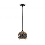 VT-7206 3D GLASS LAMPSHADE PENDANT - E27 (MATT BLACK METAL CANOPY) D:200mm