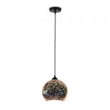 VT-7256 3D GLASS LAMPSHADE PENDANT - E27 (MATT BLACK METAL CANOPY) D:250mm