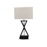 VT-7712 DESIGNER TABLE LAMP -SQUARE IVORY LAMP SHADE, BLACK BASE+SWITCH -E27