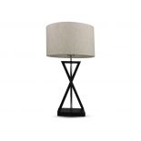 VT-7713 DESIGNER TABLE LAMP - ROUND IVORY LAMP SHADE, BLACK BASE-E27 HOLDER