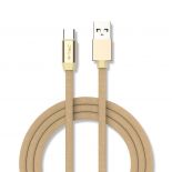 VT-5342 1M TYPE-C USB BRAIDED CABLE WITH COTTON FABRIC-GOLD(RUBY SERIES)