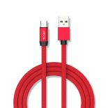 VT-5342 1M TYPE-C USB BRAIDED CABLE WITH COTTON FABRIC-RED(RUBY SERIES)