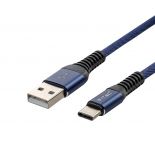 VT-5352 1M TYPE-C USB BRAIDED CABLE-BLUE(GOLD SERIES)