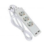 VT-1124-2 3WAYS SOCKET WITH 2USB(3G1.5MM2 X1.5M)-WHITE