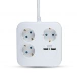 VT-1153-2 3WAYS SOCKET WITH USB(3G1.5MM2 X1.4M)-SQUARE