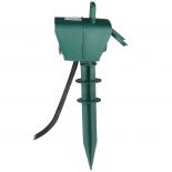 VT-1112-3 2 WAYS GARDEN SPIKE SOCKET WITH TIMER(3G1.5MMX3M)-IP44-GREEN