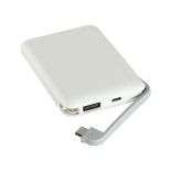 VT-3510 5000mah POWER BANK WITH LED LIGHT DISPLAY & BUILT IN CABLE -WHITE